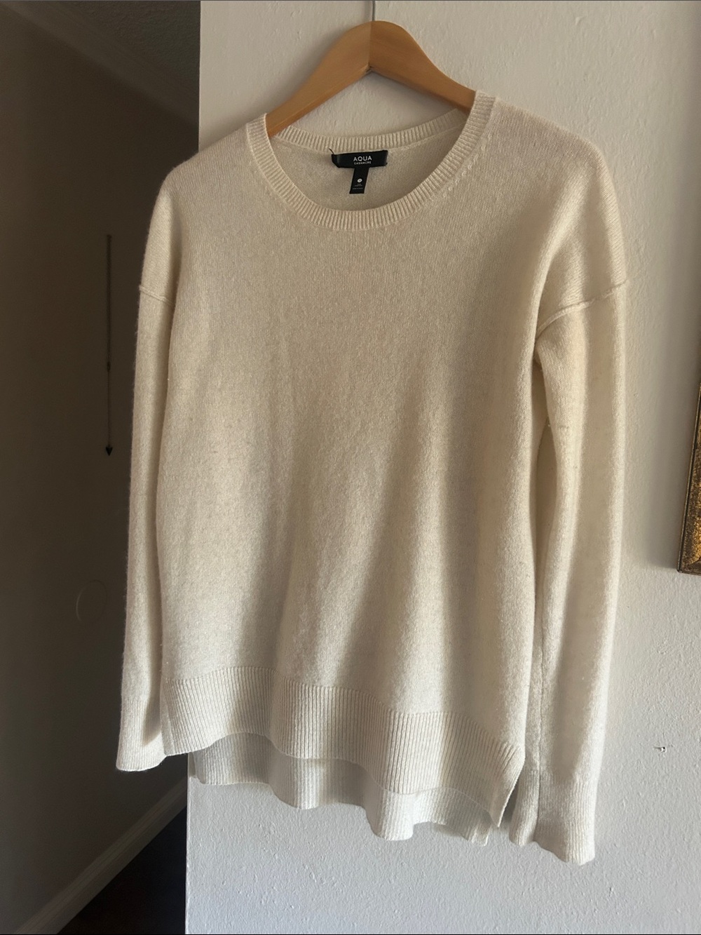 Aqua Crewneck Sweater in Ivory Cream